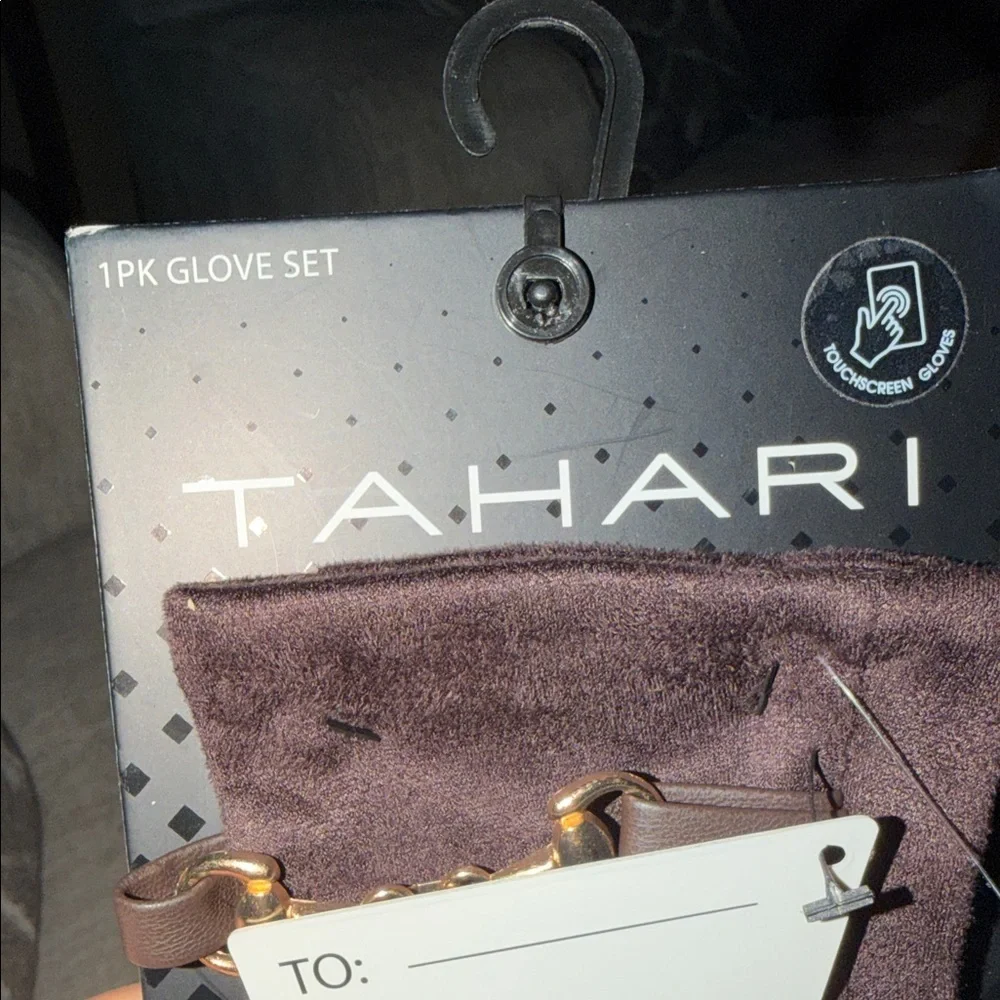 Tahari Dark Brown women’s Gloves with Gold Accent - Picture 5 of 5